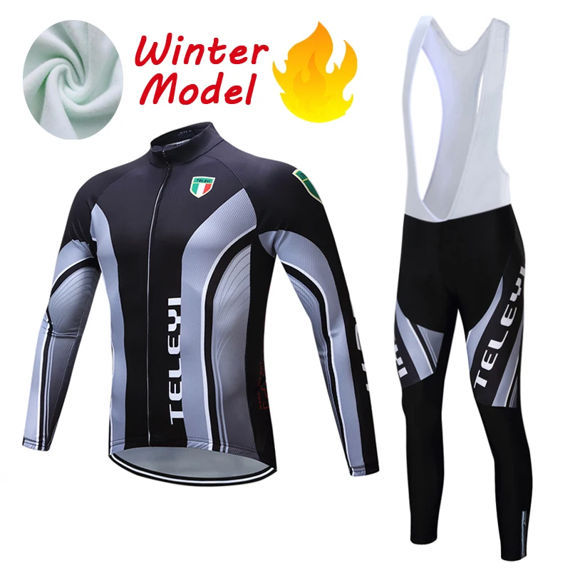 Зимний теплый флисовый комплект велосипедной одежды из Джерси униформа для