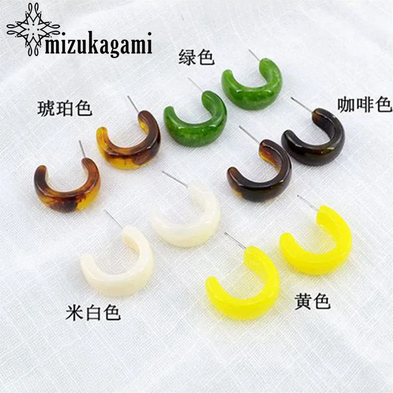 

10pcs/lot Temperament Retro Personality Resin Earrings Minimalist C-shaped Earrings