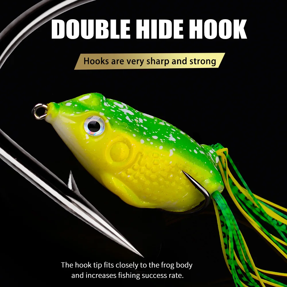 

New Style 5.5g 11.5g 13g Frog Lure Soft Tube Bait Plastic Fishing Lure with Fishing Hooks Topwater Ray Frog Artificial 3D Eyes