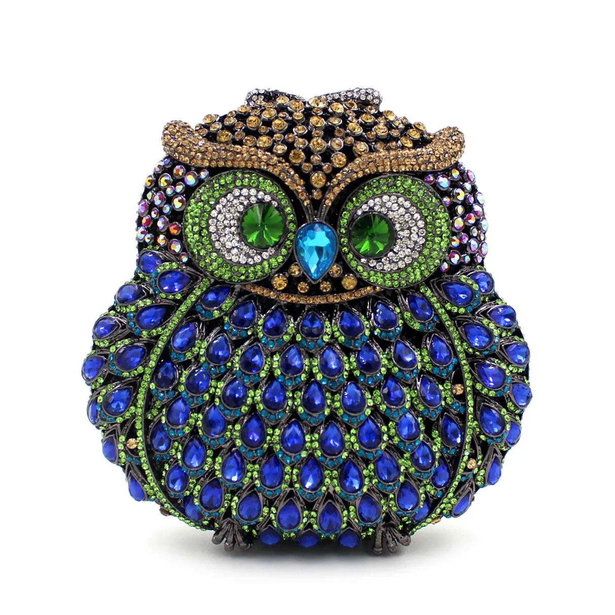 Boutique Owl Shape Rhinestone Clutch Purse Women Metal Crystal Wedding Cocktail Evening Bag Ladies Gold Silver Bridal Clutch