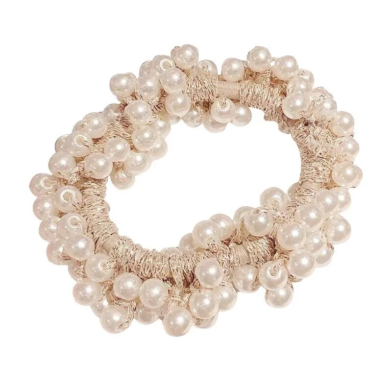 

New Creative Handmade Simulated Pearl Braided Hair Ring Temperament Elastic Hair Rope Popular Elegant Hair Accessories