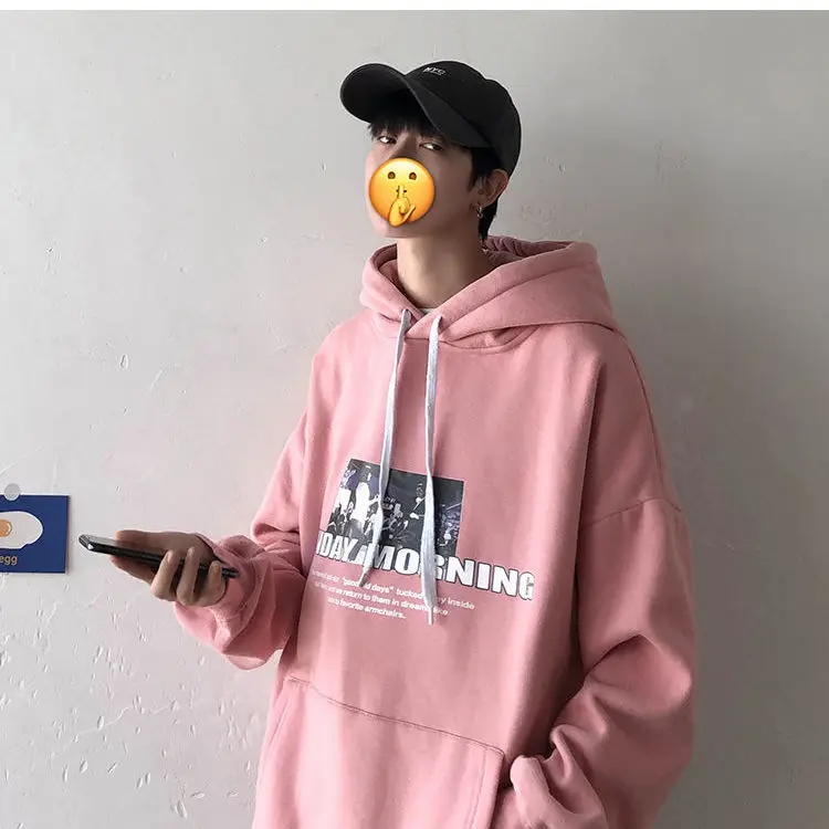 

Autumn and winter clothes men hooded loose student tide brand trend port wind joker autumn winter plus velvet thick coat