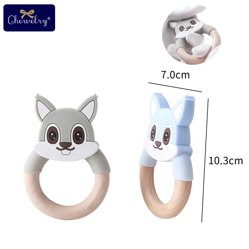 1 шт. деревянный Прорезыватель для зубов Детские Прорезыватели силиконовый лиса