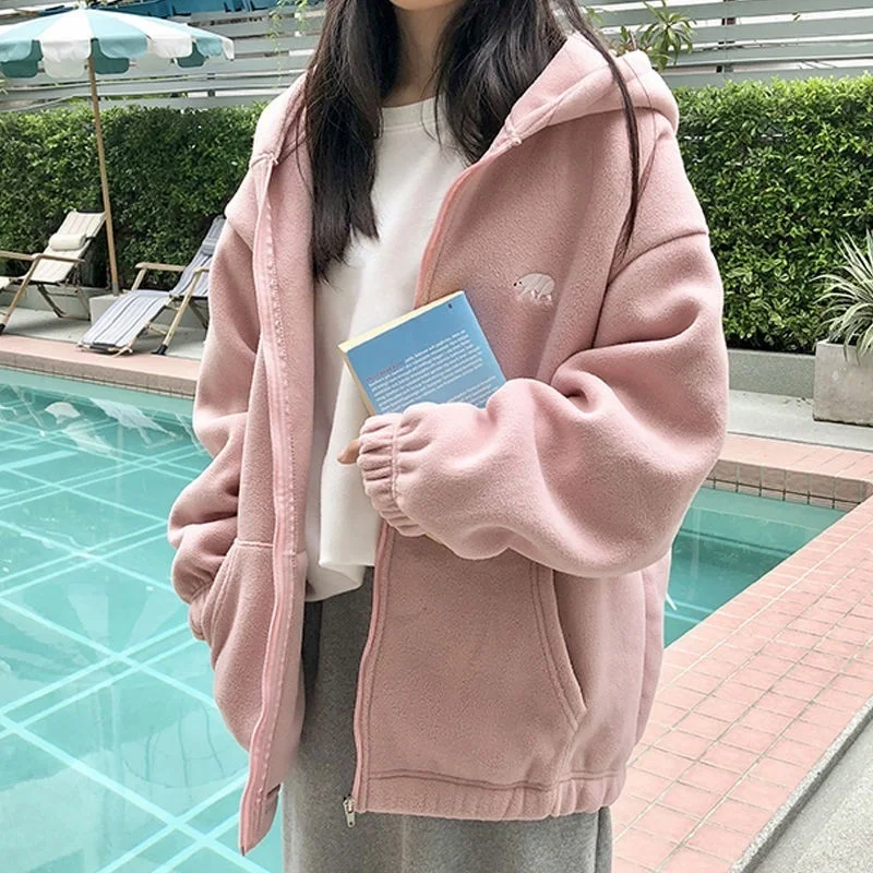 

Шикарный свитер в стиле берберского флиса, женский осенне-зимний свободный свитер в Корейском стиле с флисовой подкладкой в стиле бойфренд...