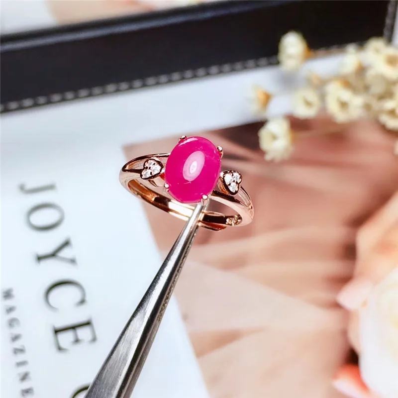 PROCOGEM Natural Pink Ruby Ring for Women Girl OL gifts 2.5ct Genuine red gemstones rings fine Jewelry 925 Sterling Silver #755 | Украшения