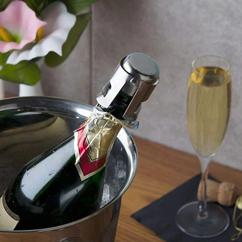 4 Pcs Champagne Stopper with Long Sealing Plug Stainless Steel Silver Bottle | Bar Tools