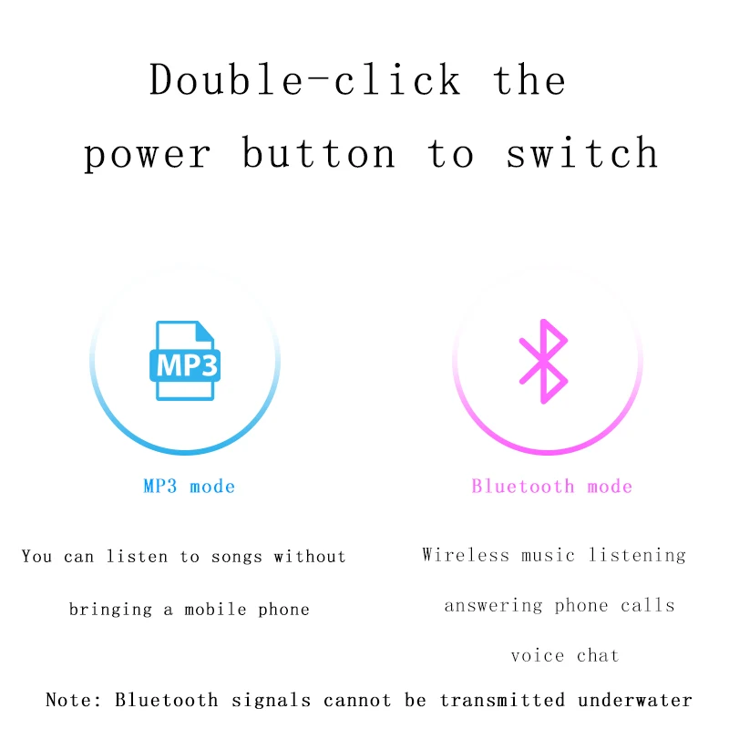 

Q1 Outdoor IPX8 Waterproof Swimming Wireless Bluetooth Headphone MP3 Player 8 Hours Sport Headset 8G Memory Diving Running