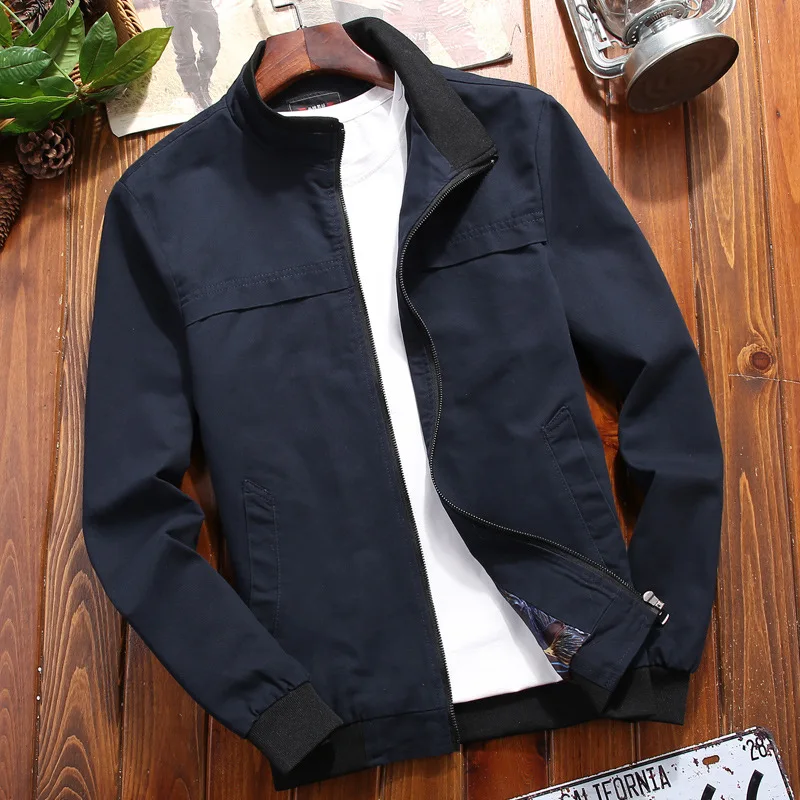 

2020 New Products Men Pure Cotton Stand Collar Jacket Youth Autumn Thin Casual Versitile Fashion Handsome Jacket