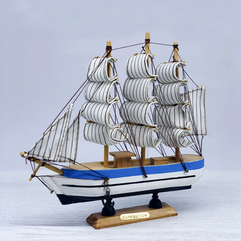 

LUCKK Hot Sale 3D Wooden Assembly White Sailing Boats Sailboat Decor Miniature Boat Sailing Ship Model Warehouse Drop shipping