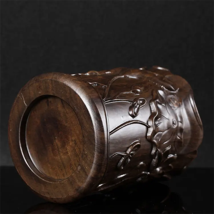 Черное дерево Лотос ручка держатель высокого класса твердой древесины резной