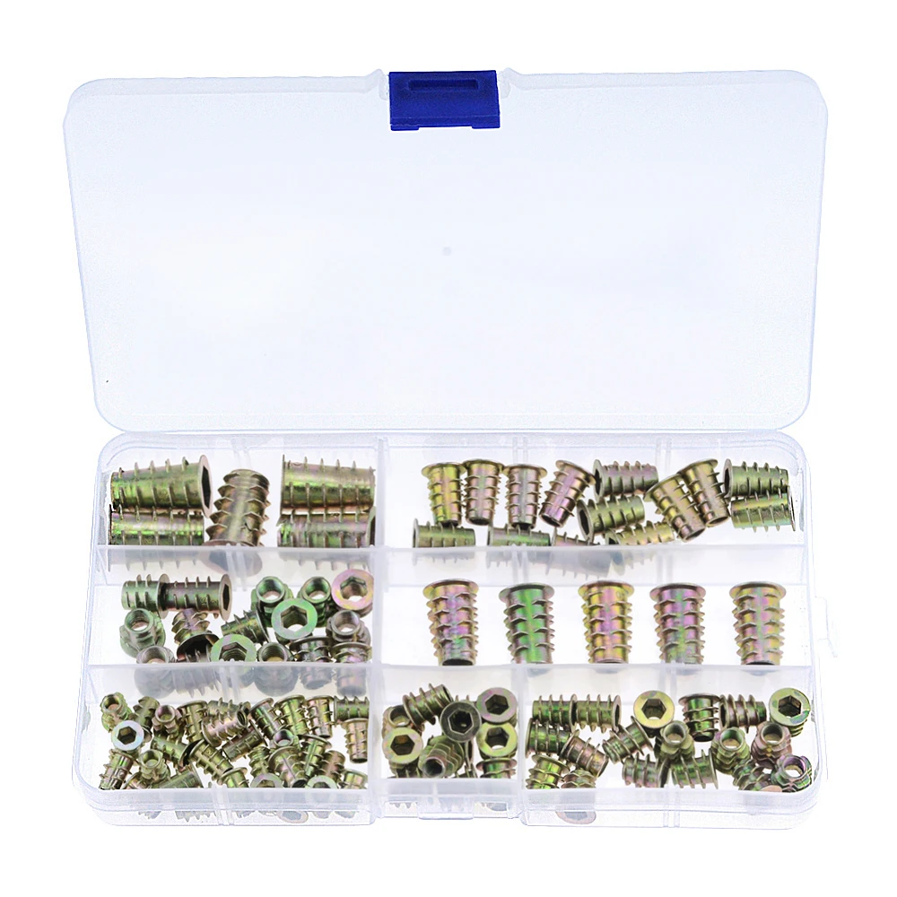 100 шт./кор. вставки из цинкового сплава для мебели с шестигранным гнездом M4 M5 M6 M8 M10