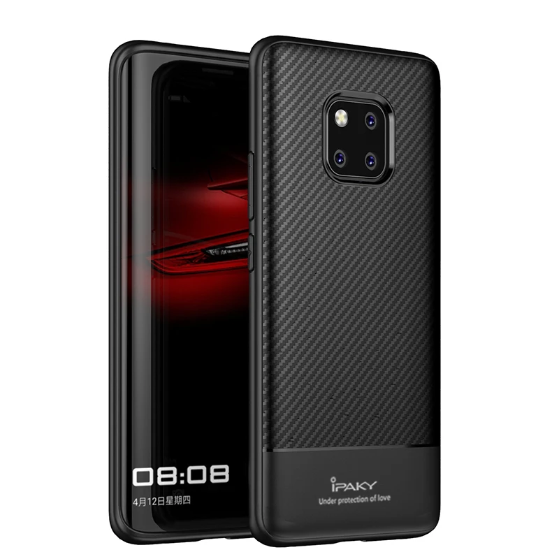 Черный Mate 20 Pro Чехол iPaky Coque для huawei mate 20 Lite чехол из углеродного волокна Мягкий силиконовый чехол для huawei mate 20 Pro чехол s - Цвет: Черный