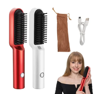 2022 Hair Straightener Anti-Scald Hot Comb Electric Hair Curler Brush Quick Heated Styling Brush Smoothing Frizzy Hair Easily