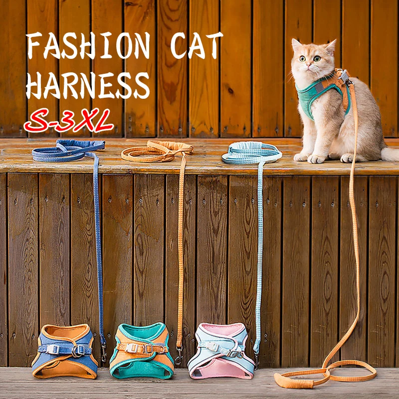 

Cat Harness Fashion Reflective Vest Pet Harnesses Outdoor Walking Small Cats Dogs Floral Print Harness Collar Cat Accessories