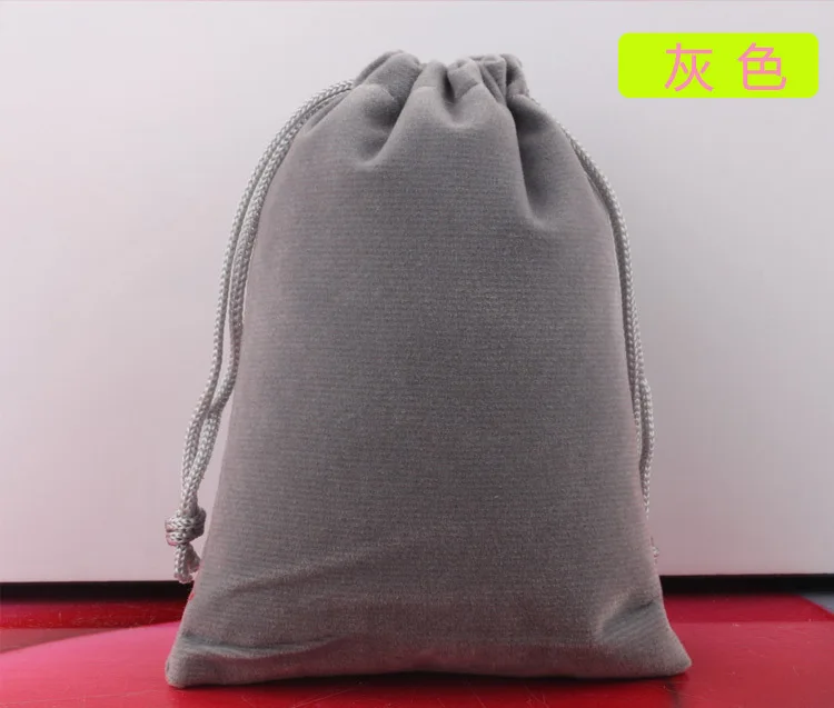 gray 10pcs OMH 10 шт., 5x7 см, 7x9, 10x12 см, черная шелковая ткань, фланелет, замша, ювелирные изделия, бархат, упаковка, ожоги, золотой мешочек, подарочные сумки BZ05 - Цвет: gray 10pcs