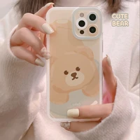cute bear cartoon animal clear phone case for iphone 13 12 11 pro max mini x xr xs max 7 8 plus cases lens protective soft cover
