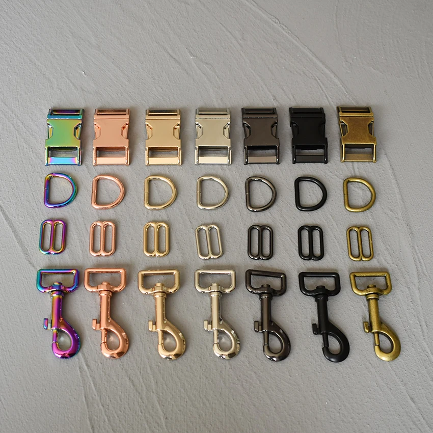 

10 Sets 25mm Metal D Ring Belt Straps Slider Release Buckle Carabiner Lobster Clasp For Pet Dog Collar Leash Harness Accessory