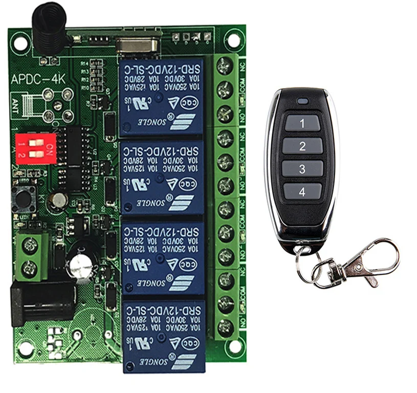 Умное многоканальное беспроводное реле постоянного тока 12 В 24 в 10 А 315/433 МГц 4