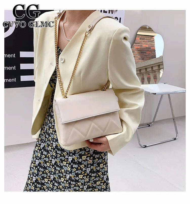 

Cvvo Gimc Double pockets Design Small PU Leather Crossbody For omen 2021 Summer Chain Shoulder Purses Luxury Travel Handbags