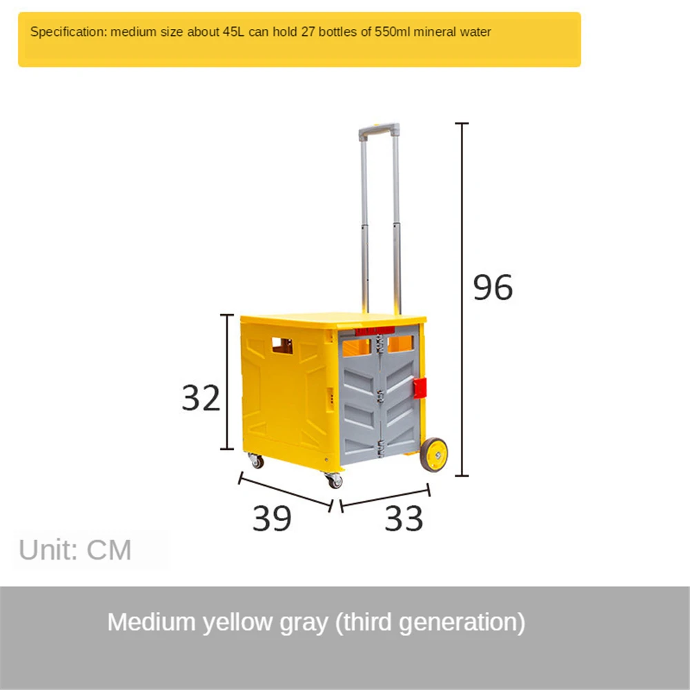 

B-LIFE Foldable Utility Cart Folding Portable Rolling Crate Handcart 4 Rotate Wheels for Travel Shopping Moving Storage Office