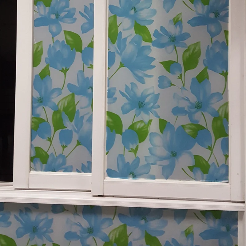 Стеклянная пленка Blue Flower из ПВХ съемная защита от непогоды многоразовая