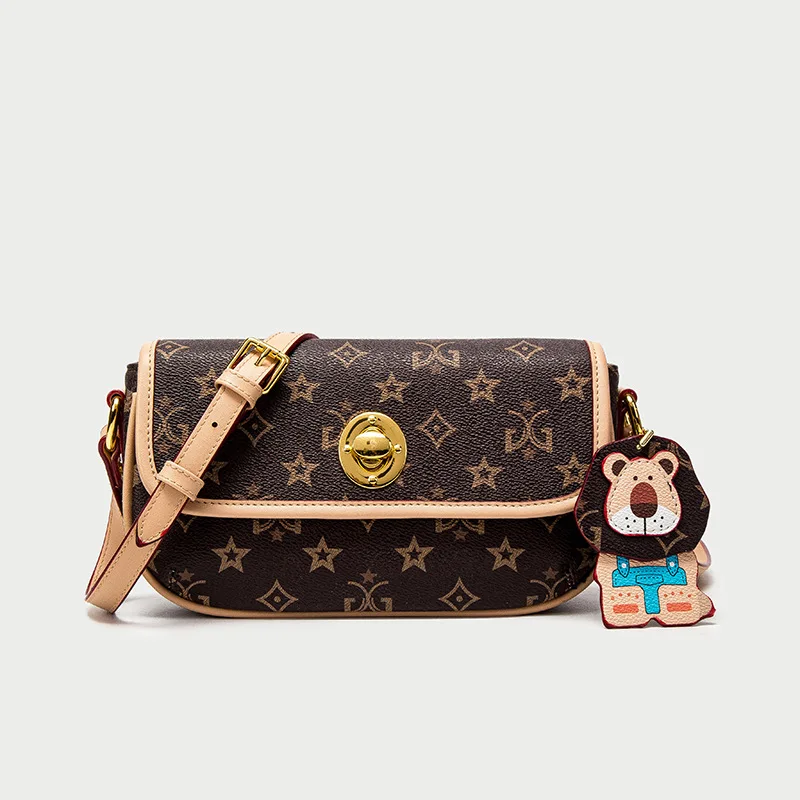 

Printed Retro Messenger Bag Female Spring 2021 New Fashion Shoulder Round Buckle Bags High Quality Women Purse and Handbags