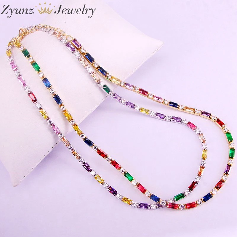 5 шт. CZ ожерелье с цепочкой женское колье цветной cz Кристалл циркония