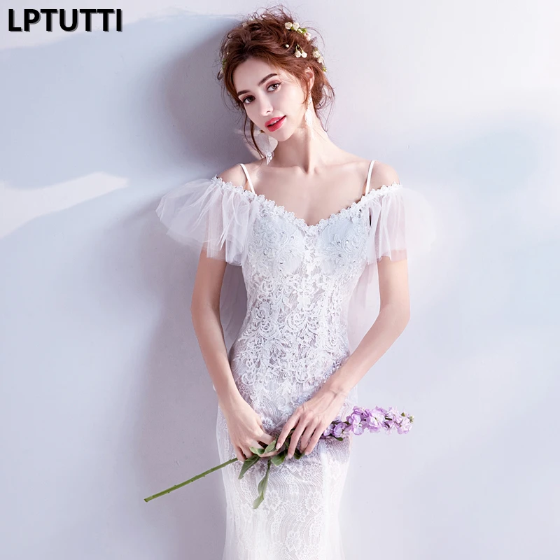 LPTUTTI Кружева блесток новый сексуальный винтажный пляж принцесса свадебное