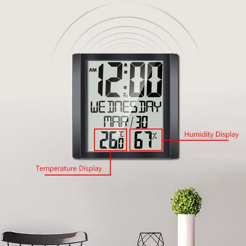 

Digital Day Clock Extra Large Indoor Thermometer Hygrometer Calendar Desk & Hang