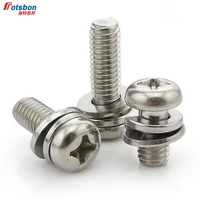 m3 cross recessed small pan head screw single coil spring lock washer assemblies carbon steel screws tornillos din6900 iso10664
