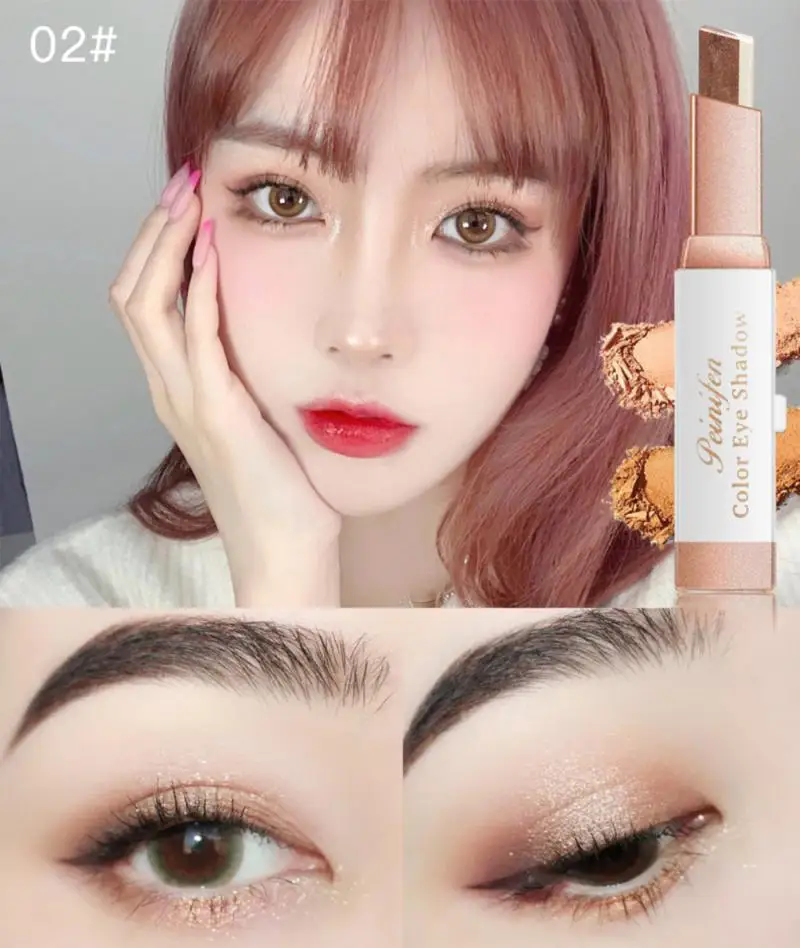 Два Цвет градиент стерео тени для век Ручка Двойной цвета Прожигающий палка