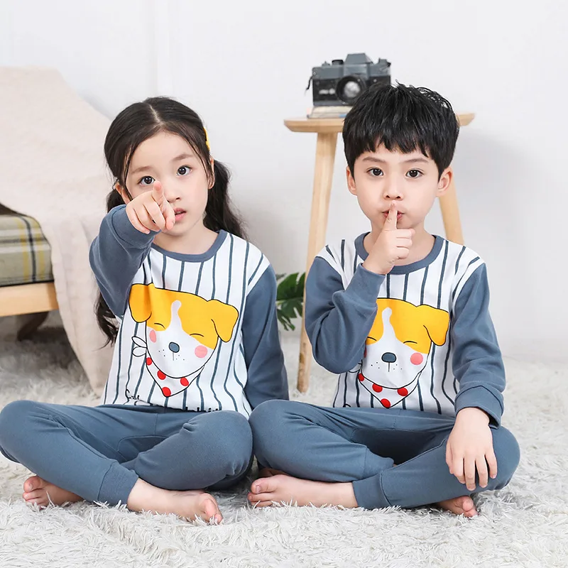 Детские пижамы комплект детской одежды детская одежда для сна с мультяшным