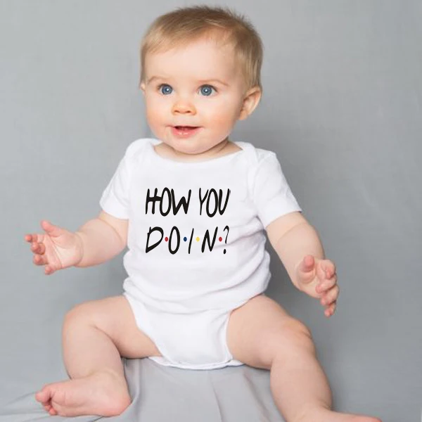 

Cute Baby Body HOW YOU DOIN Printed Casual Twins Baby Clothes Newborn Boys Girls 0-24M Short Sleeves Baby