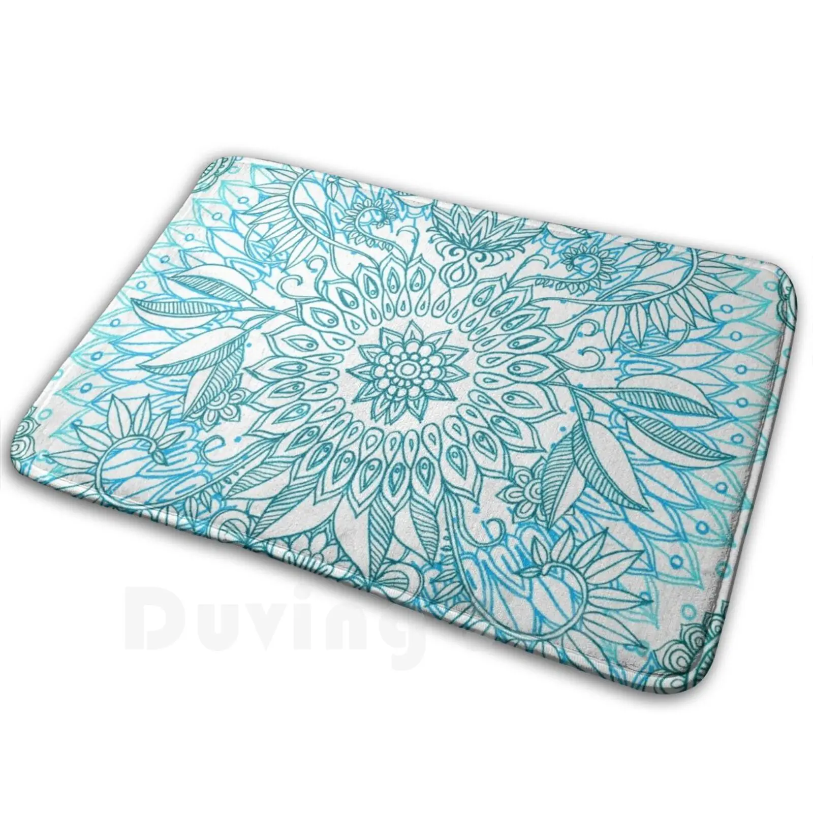 Бирюзовый синий бирюзовый и белый мягкий нескользящий коврик с рисунком Protea