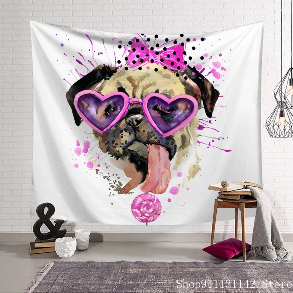 Милые розовые спецэффекты кошка и собака забавное мультяшное одеяло гобелен 3D