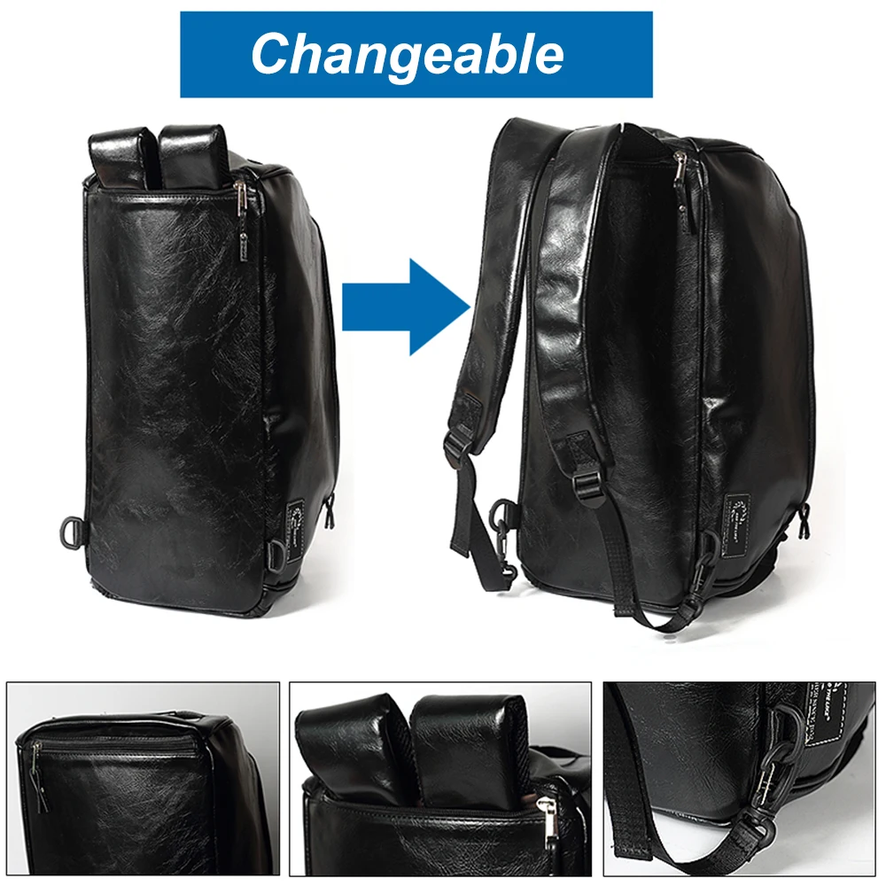 PU Leather Travel Bag Men Gym Backpack Large Capacity Tote Luggage Handbag Sports Training Fitness Shoulder Bags X164D