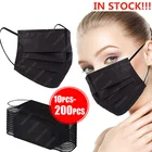 10-200 шт., одноразовые черные хирургические маски для лица
