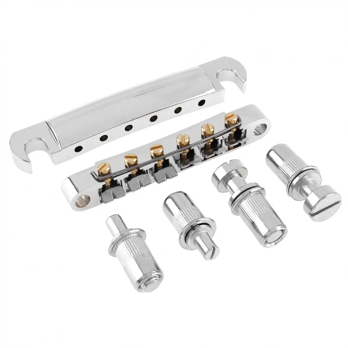 6 String Alloy Electric Guitar Tailpiece Bridge Saddle Locking Roller Tune-O-Matic for LP Silver / Black Optional Hot | Спорт и