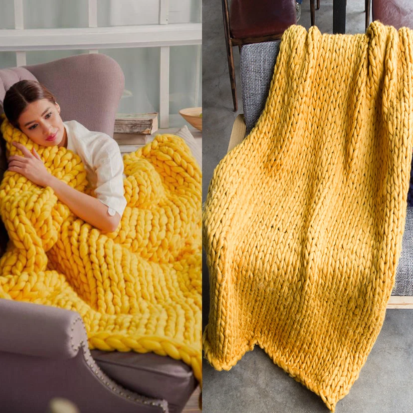 Полиэстер ручной работы пледы одеяло для кроватей тяжелое однотонный шарф