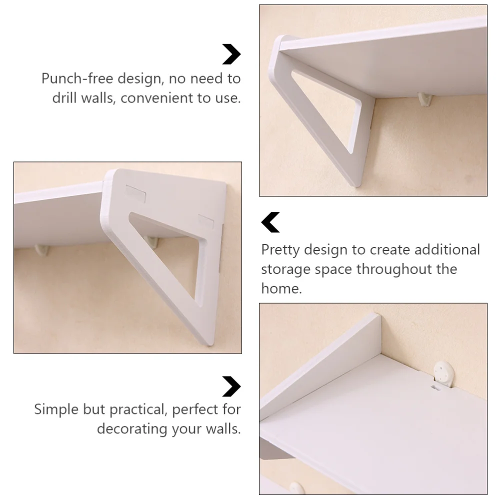

3 Pcs Punch-free Floating Shelves Wall Mounted Rack Practical Storage Shelf