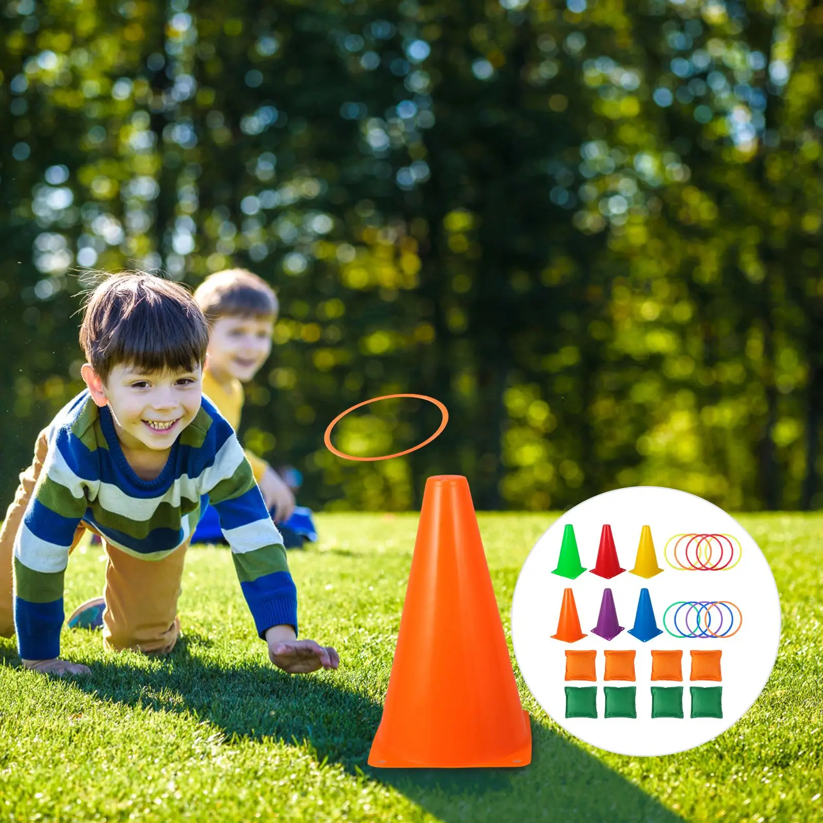 

1 Set Carnival Games Combo Set For Kids With Plastic Cones Bean Bags Toss Rings
