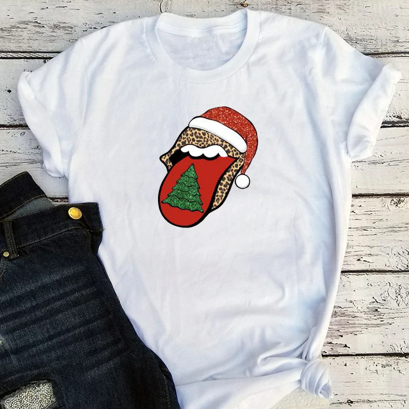 

Christmas Shirt Men Christmas Tee Cute Christmas Mouth Tongue Tshirt Fashion 2021 Oversized Tops Casual