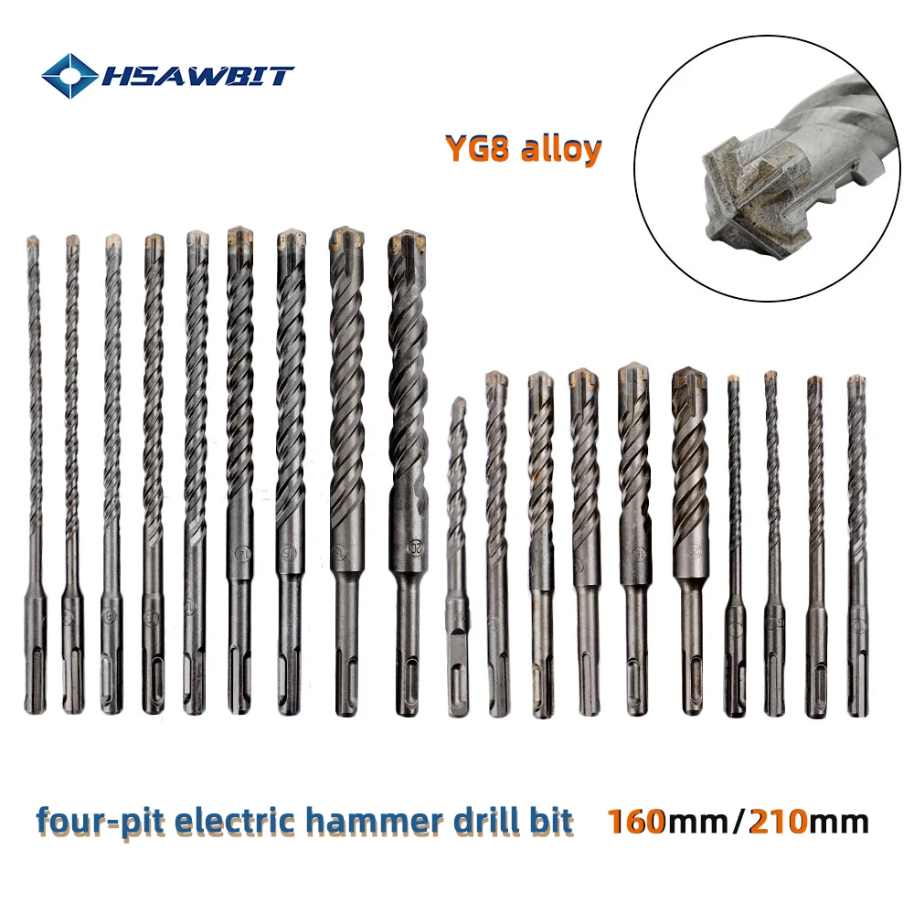 160mm /210mm Electric Hammer Drill Bits Cross Type 40CR Carb