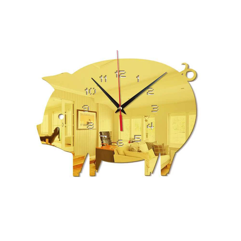 Настенные 3d часы в виде свиньи декоративная наклейка на стену сделай сам для