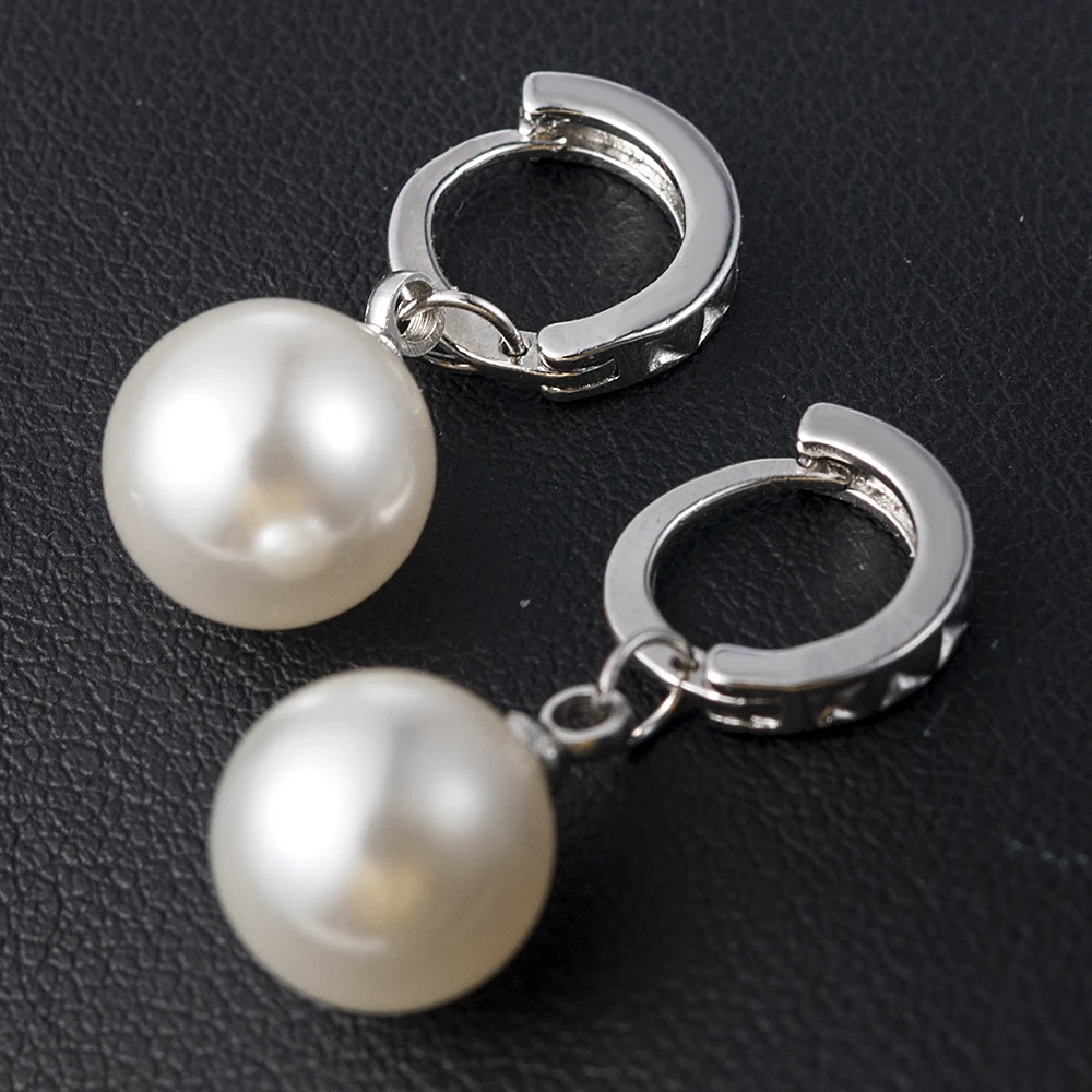Корейские модные ювелирные изделия жемчужный крючок Подвесные серьги Элегантные женские массивные серебряные Висячие серьги 1 пара