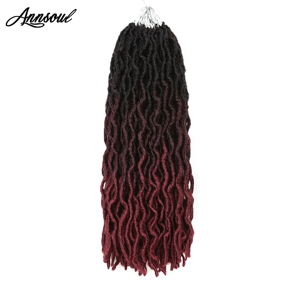 

18"Goddess Faux Locs Curly Crochet Braiding Hair Dreadlocks Hair Extensions Soft Ombre Hair For Black Women