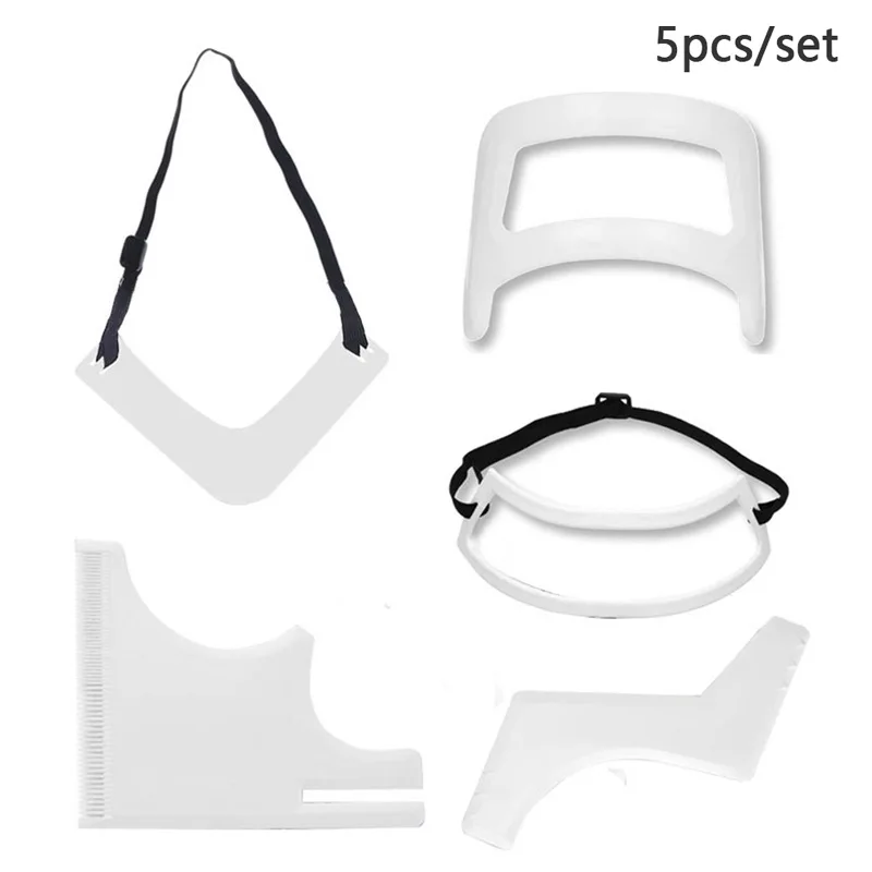 

5pcs/Set Haircut Kit Beard Hair Goatee Neckline Shaving Template Hairline Beard Shaping Tool Hair Cutting Grooming Kit Barber