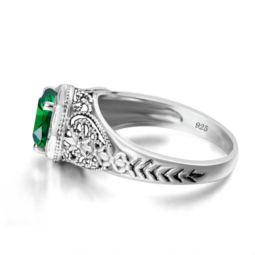 Ювелирное изделие для помолвки свадьбы зеленый изумруд кольца женщин 925
