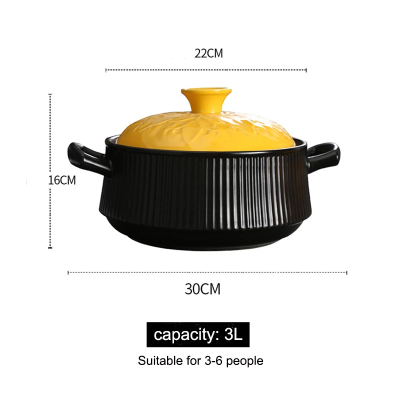 Soup Pot 3L Высокая термостойкость большая емкость медицинский горшок каша плита кастрюля керамическая котел суп камень котел - Цвет: Soup Pot 3L