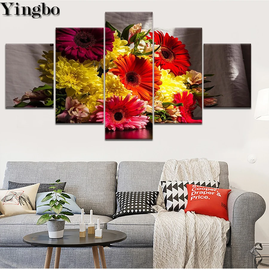 

5 pcs 5d diy diamond embroidery daisy flower cross stitch diamond painting full square round drill diamond mosaic decor home art